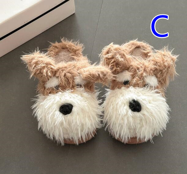【ふわふわ暖か】犬モチーフ厚底ルームシューズ（4cm・もこもこファー・室内履き）