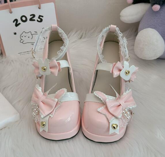 厚底パンプス 甘美装飾 姫系高跟靴 日系可愛い