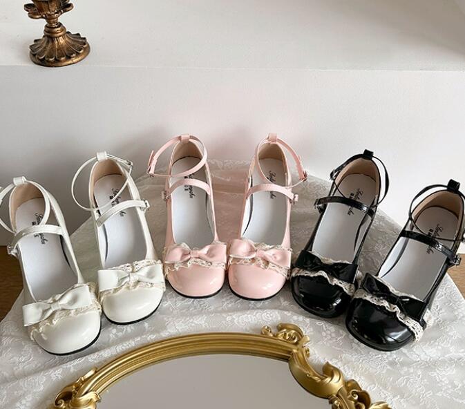 【姫かわエレガント】レース合皮厚底パンプス（6cm・乙女系）