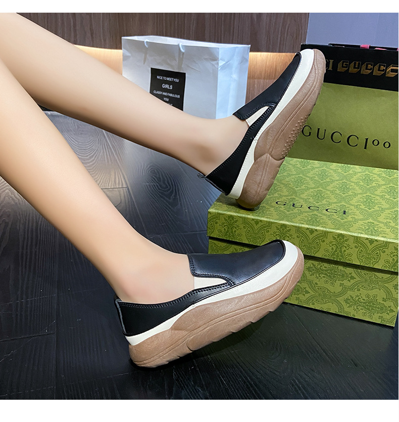 【レトロ配色×美脚スタイルアップ×韓国系】3.5cm厚底スリッポンスニーカー