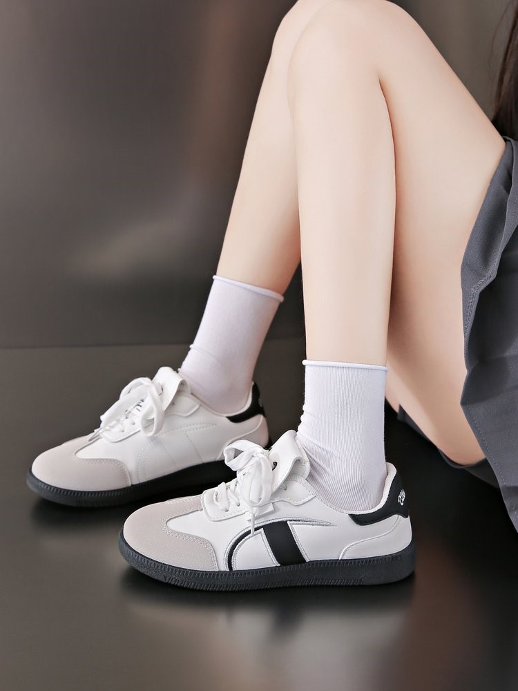 厚底配色スニーカー レトロ風美脚カジュアルシューズ