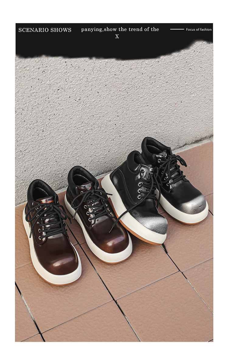 男女兼用ハイカット厚底スニーカー ストリート系ウォーキングシューズ