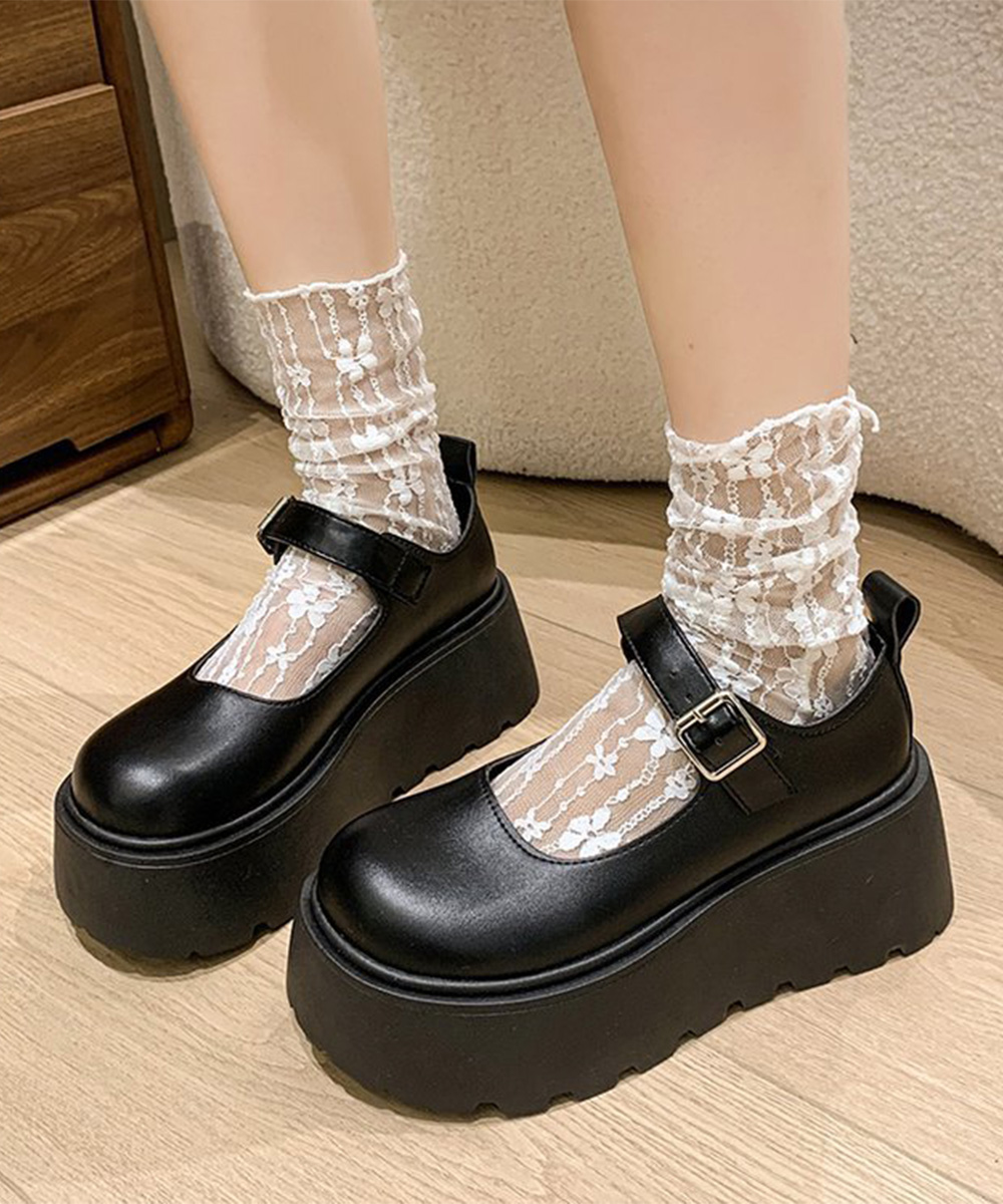 厚底ローファー レディース 韓国風 美脚 丸み靴