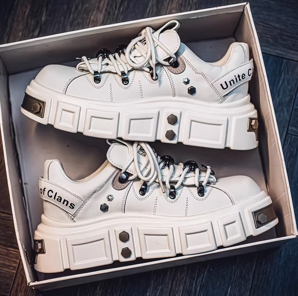 厚底スポーツシューズ メンズ運動靴 ローカット白色スニーカー