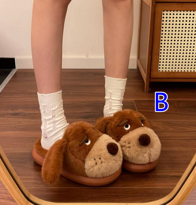 秋冬起毛あったか犬型ルームシューズ厚底室内履き