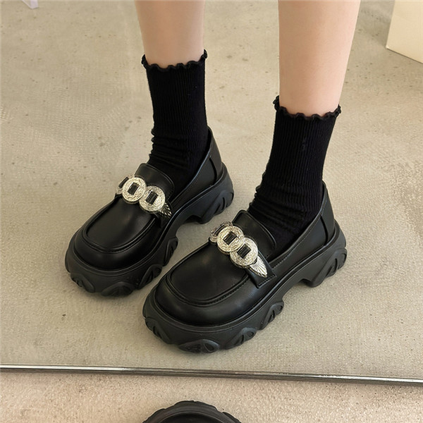 厚底チェーンローファー 学生通学靴 春秋シューズ