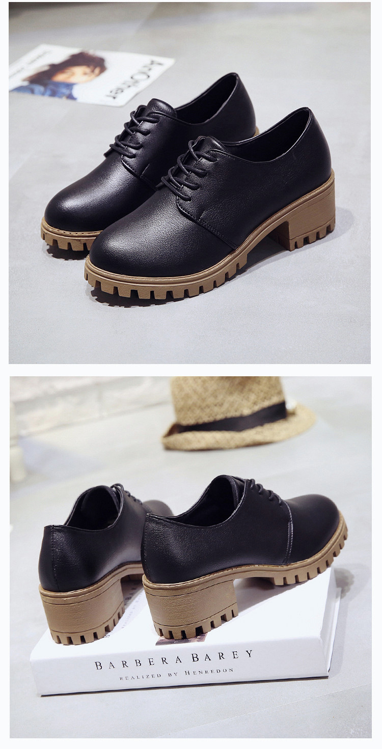 厚底ローファー レディース編み上げ紐靴レザー調