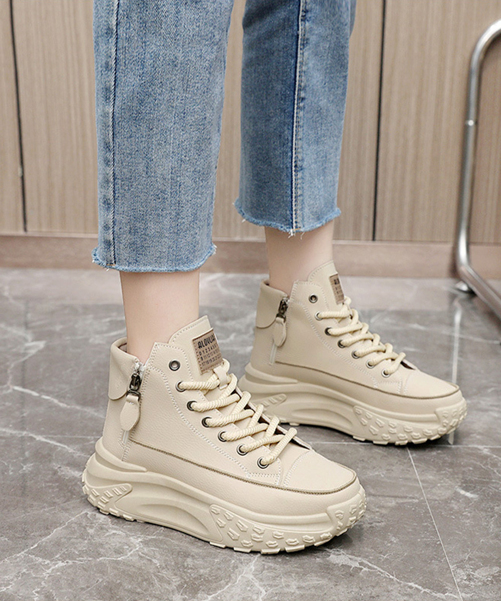 レディース ハイカット 厚底 紐付き スニーカー