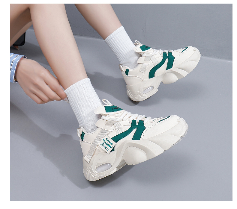 レディース厚底スニーカー紐靴美脚ボリュームソール