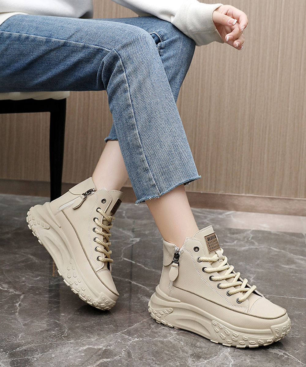 レディース ハイカット 厚底 紐付き スニーカー