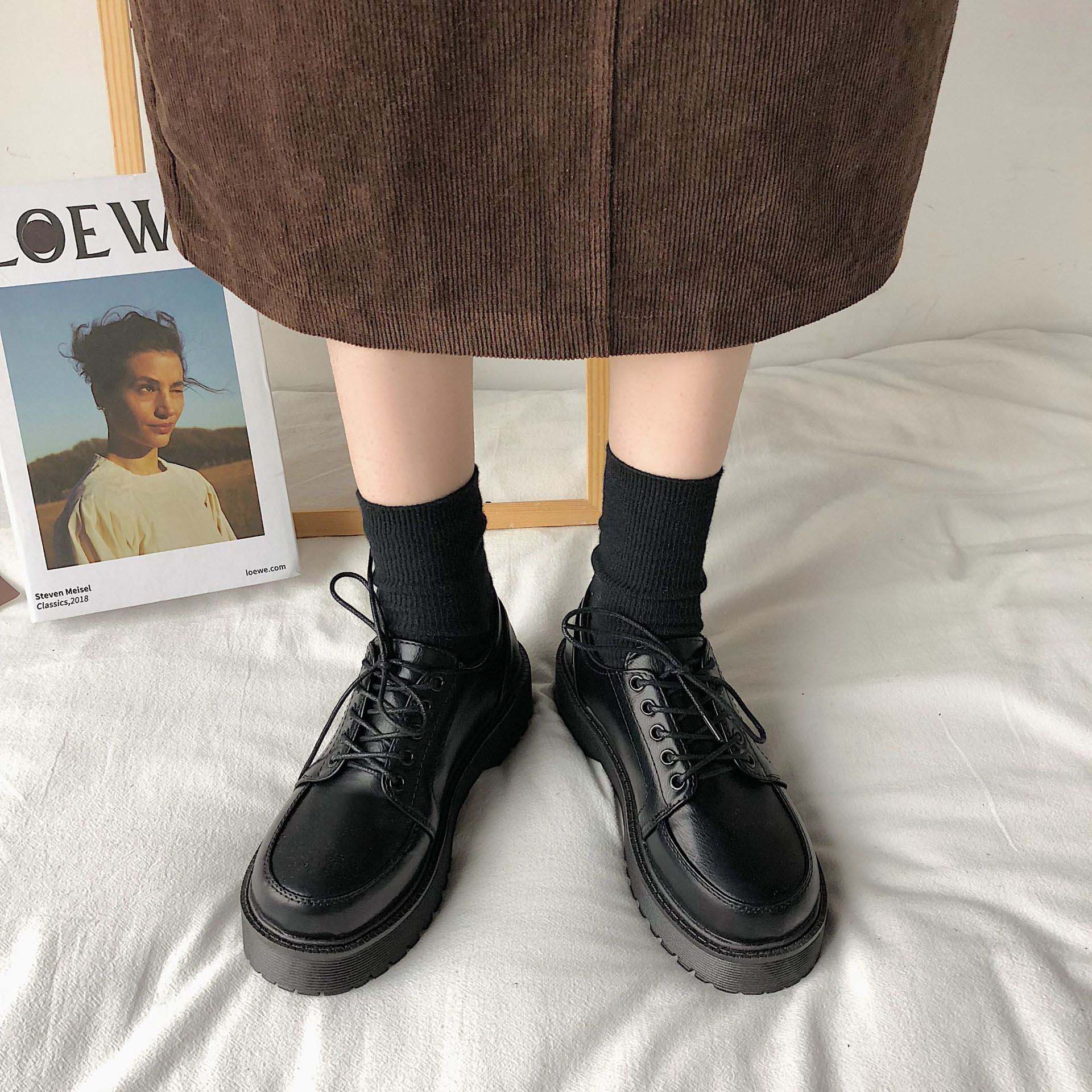 レディース厚底スニーカー紐靴マニッシュシューズ