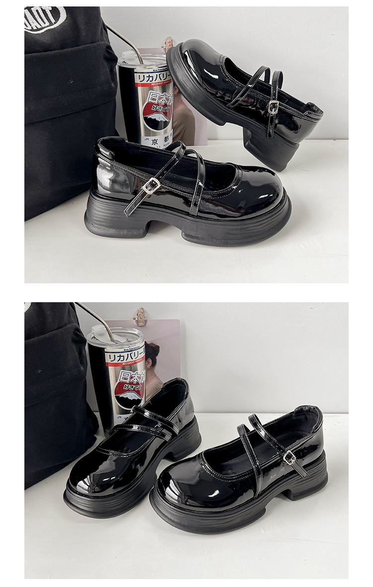 厚底パンプス ダブルストラップ 4.5センチヒール 美脚効果