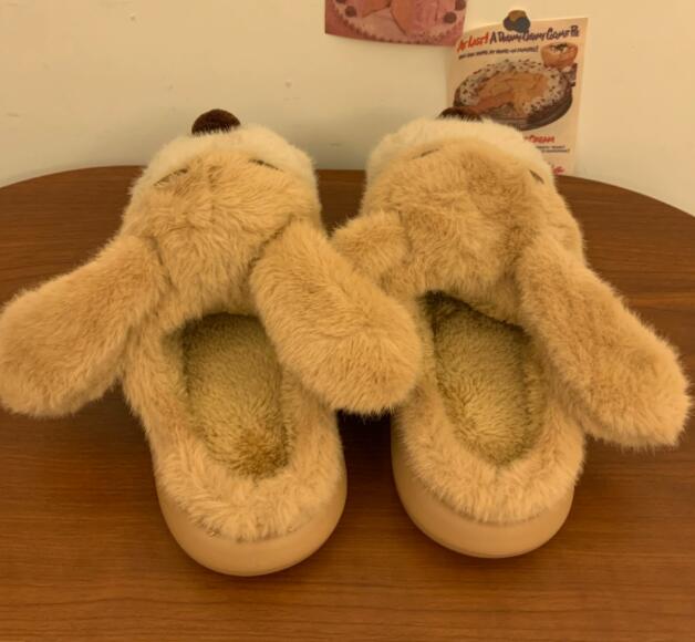 秋冬起毛あったか犬型ルームシューズ厚底室内履き