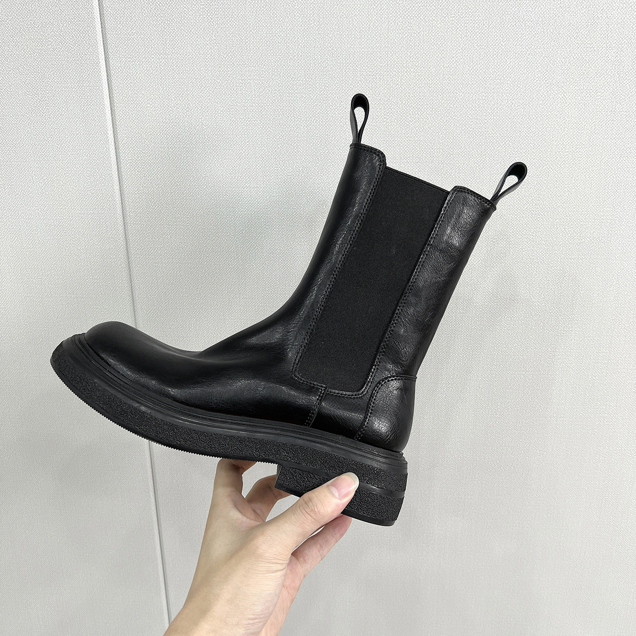 厚底商品 ソフトレザー厚底ショートブーツ