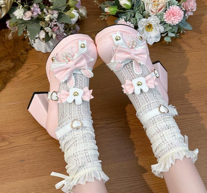 厚底パンプス 甘美装飾 姫系高跟靴 日系可愛い