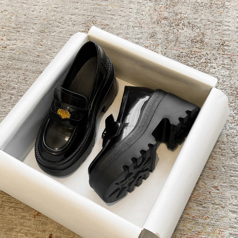 厚底 【金具アクセントデザイン × 脚長効果 × カジュアル系】13cm厚底ローファー