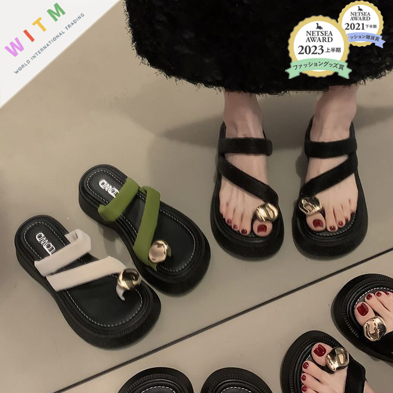 +5.5cm厚底サンダル レディース 歩きやすい 滑り止め付き 夏向け