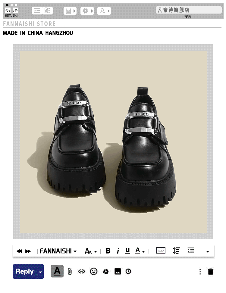 厚底 メタルバックル付き厚底ストリートローファー
