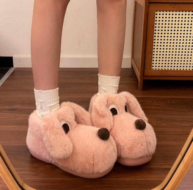 秋冬あったか犬モチーフ厚底ルームシューズ起毛
