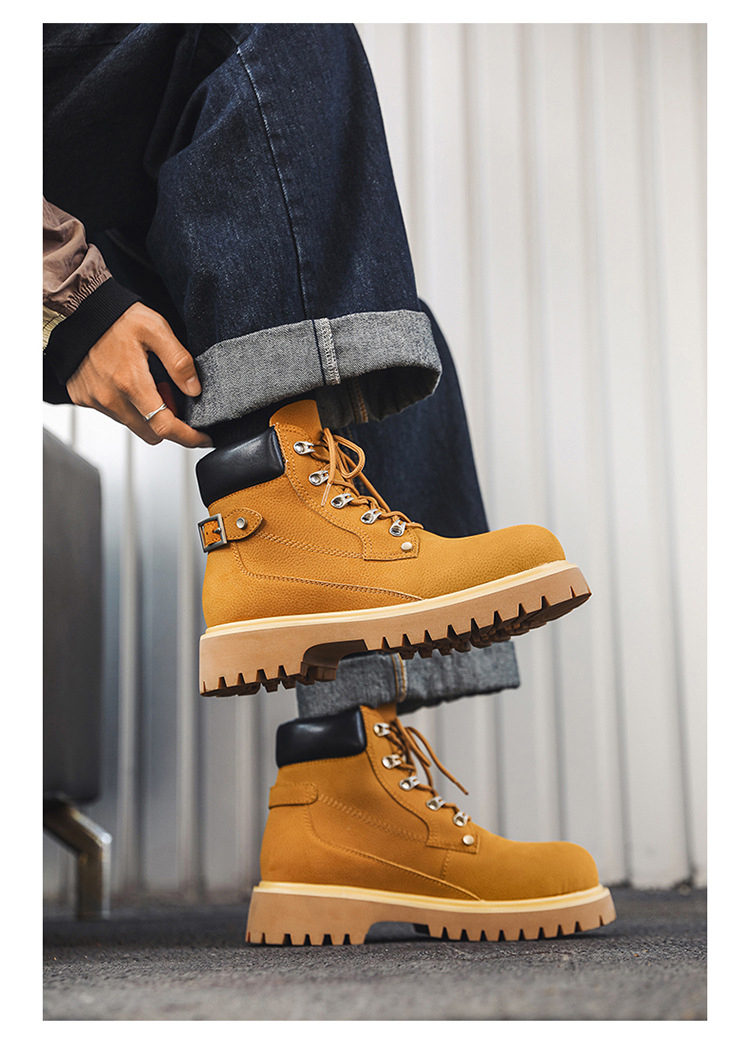 男女兼用ハイカット厚底作業靴 全3色 野外対応重厚ブーツ