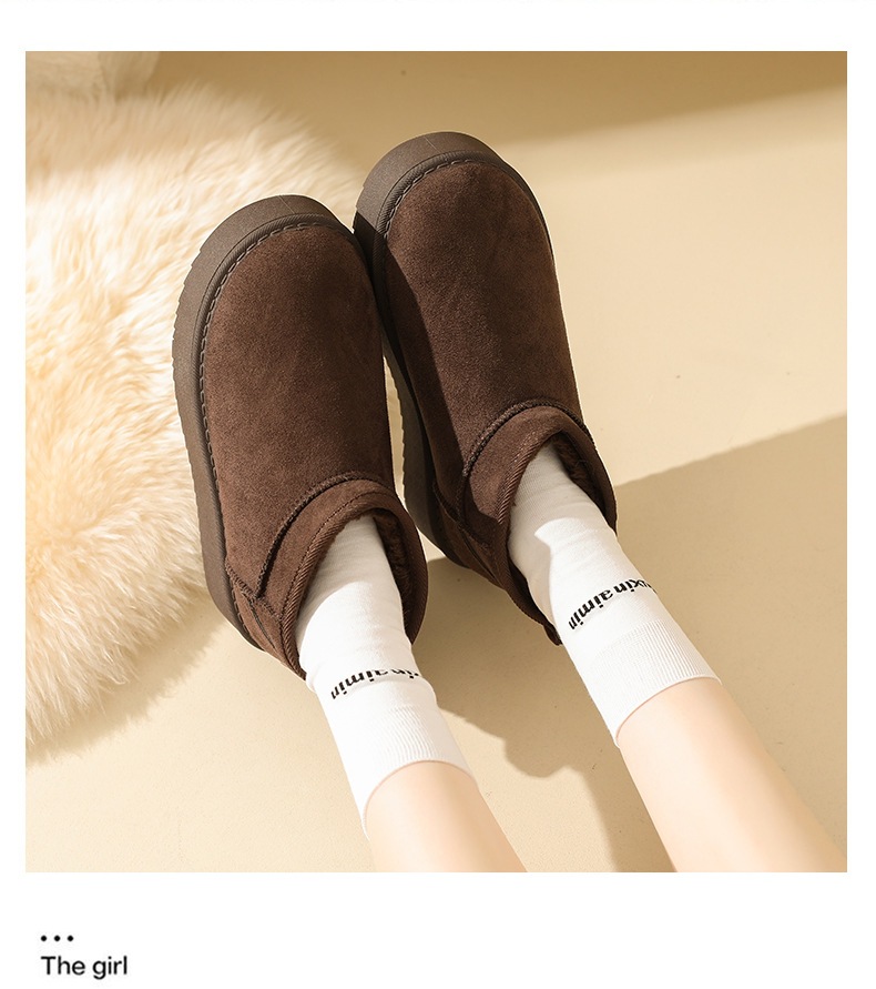 2025新作 レディース ムートン風厚底ブーツ 裏起毛 もこもこ