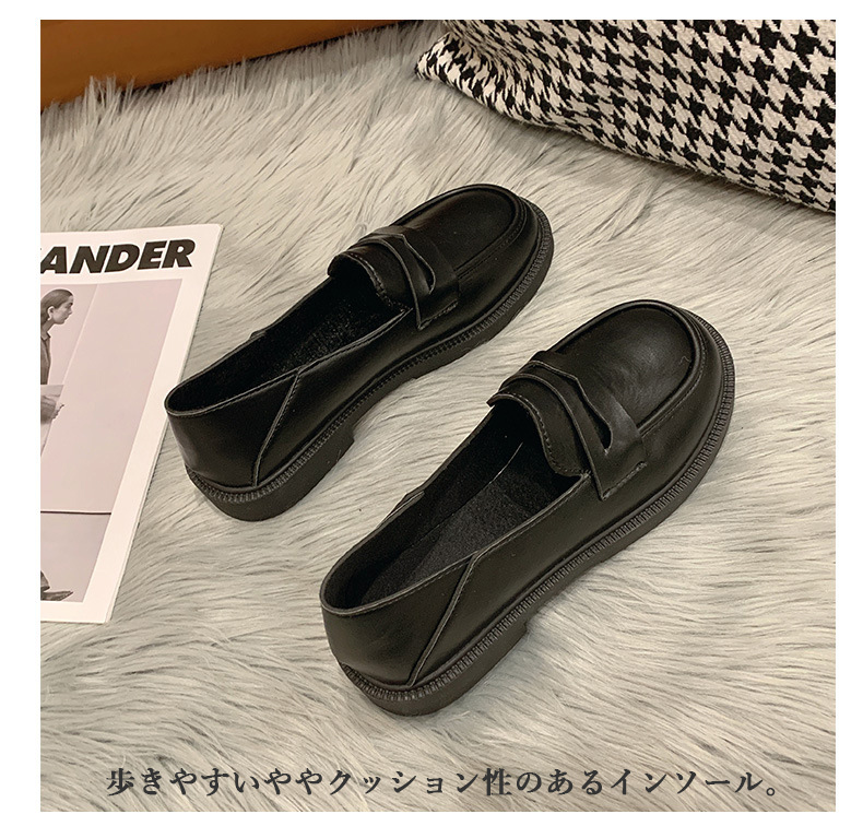 【美脚・脚長】金具付き厚底ローファー（3.5cm・2way・黒）歩きやすいデザイン