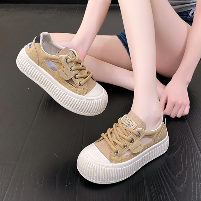 【通気メッシュ×軽量スタイルアップ×韓国系】4.5cm厚底サンダル