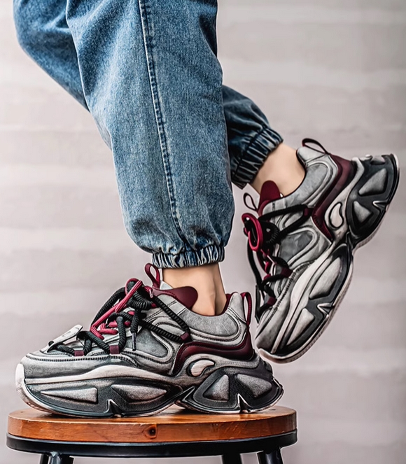 厚底スポーツシューズ メンズ運動靴 ローカット