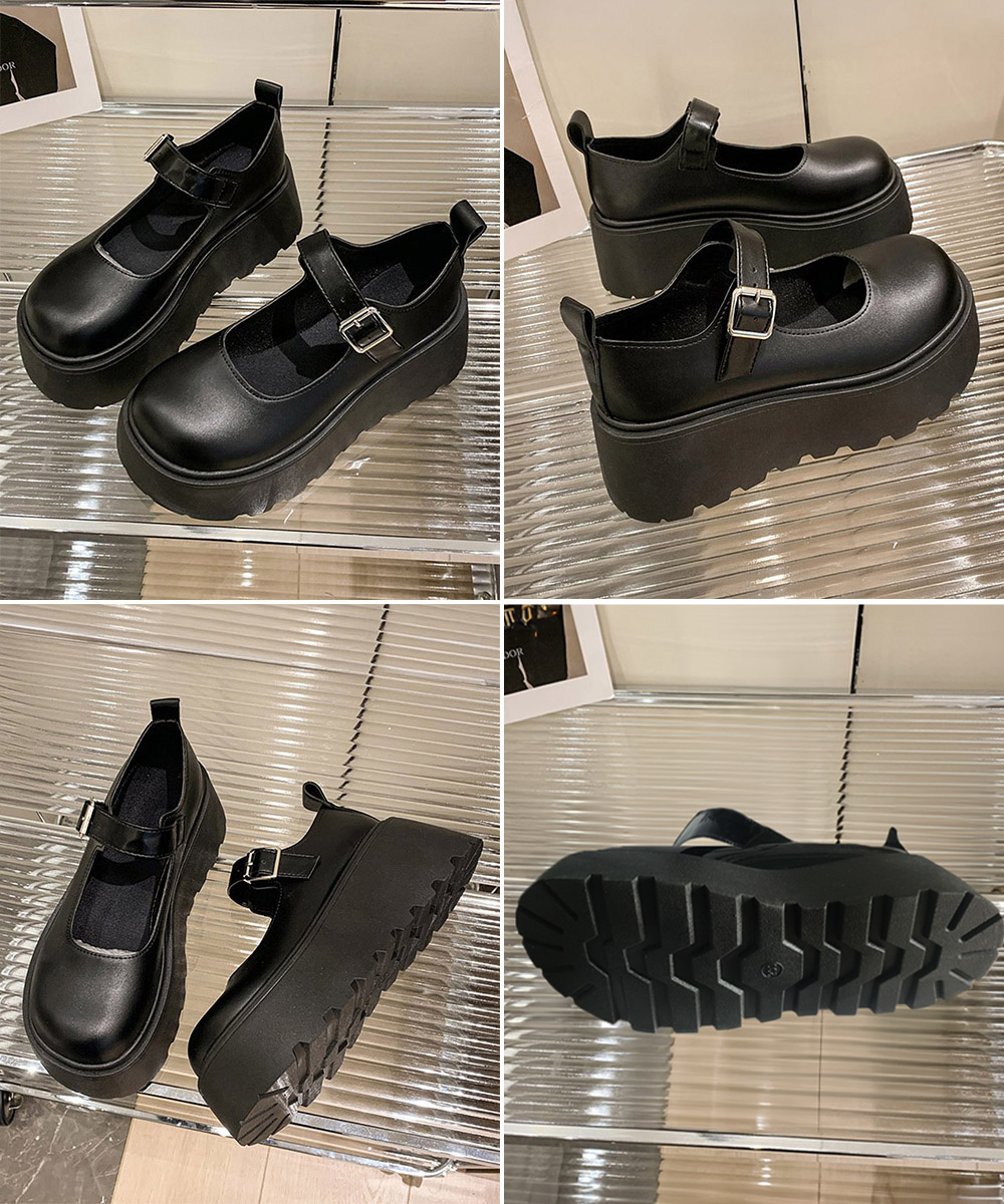 厚底ローファー レディース 韓国風 美脚 丸み靴