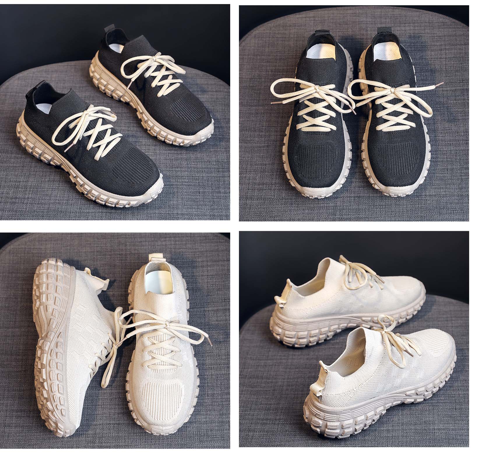 【ニット編み×通気メッシュ×韓国系】4.5cm厚底スニーカー