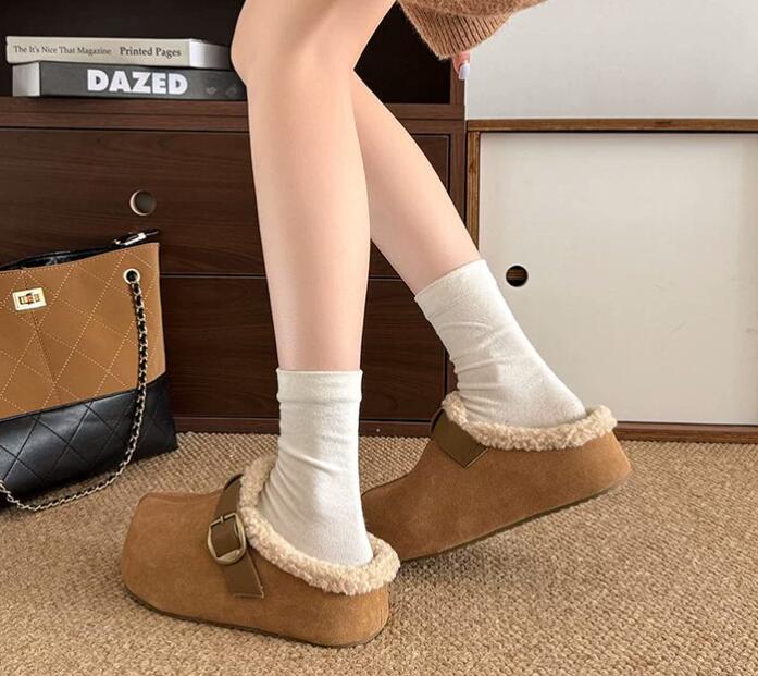 【あったか快適】裏起毛厚底サンダル（3cm・秋冬つっかけ・お出かけ用）