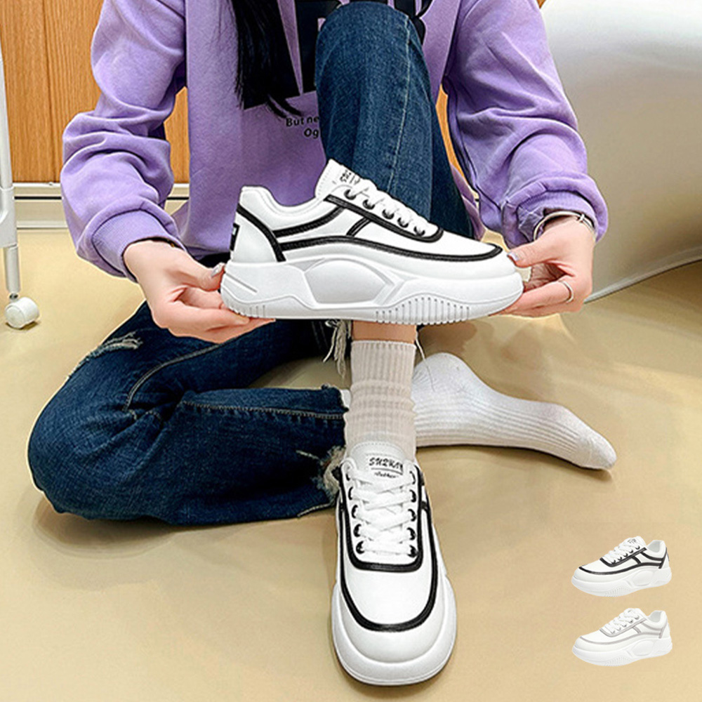 厚底スニーカー レディース 疲れない 韓国風 白黒
