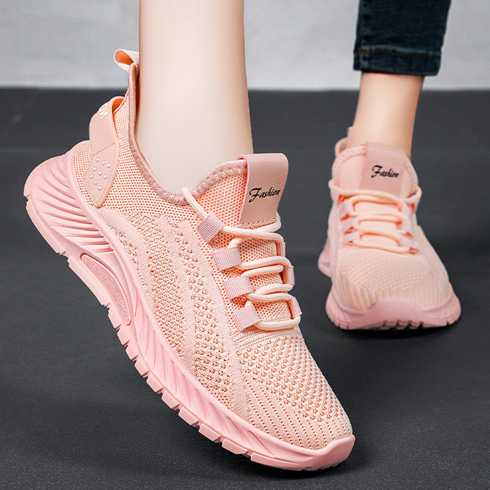 厚底ニット編みスポーツシューズ レディース