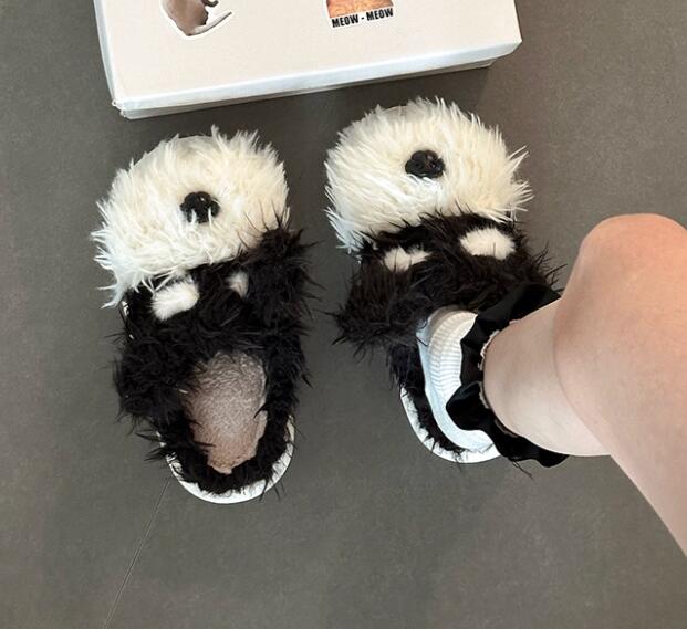 【ふわふわ暖か】犬モチーフ厚底ルームシューズ（4cm・もこもこファー・室内履き）