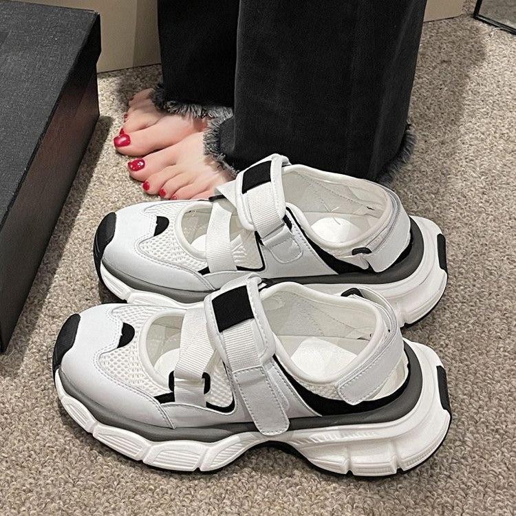 【スポーティデザイン×通気メッシュ×韓国系】4.0cm厚底サンダル