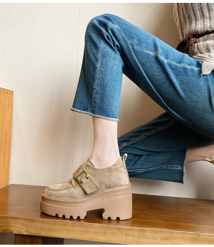 厚底 【金具ベルトデザイン × 脚長効果 × カジュアル系】13cm厚底ローファー