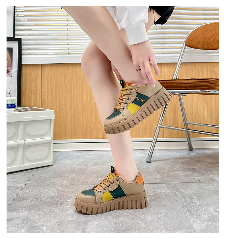 【レトロ配色×美脚スタイルアップ×韓国系】5.0cm厚底スニーカー