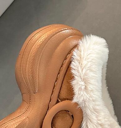 【ふわ甘スタイル】リボン×ファー厚底サンダル（7cm・秋冬あったか）