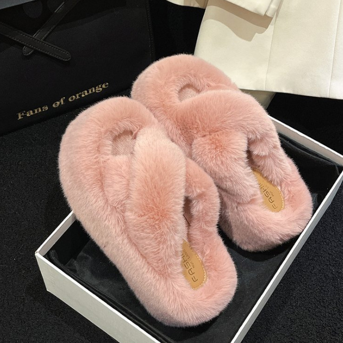 秋冬新作 ふわふわ毛足 厚底ルームシューズ 室内履き