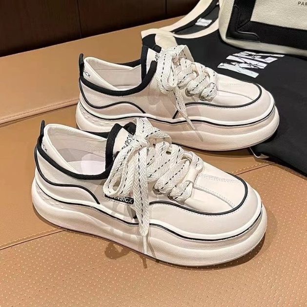 【白スニーカー×美脚スタイルアップ×韓国系】5.0cm厚底スニーカー