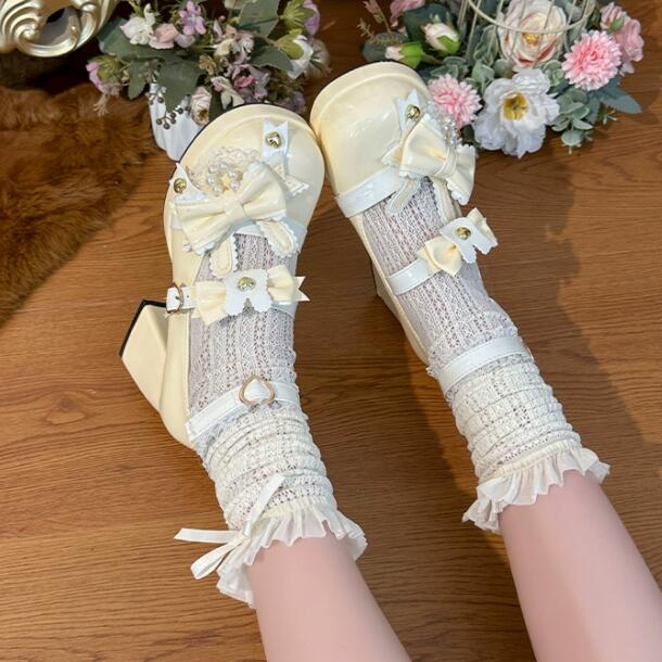 厚底パンプス 甘美装飾 姫系高跟靴 日系可愛い