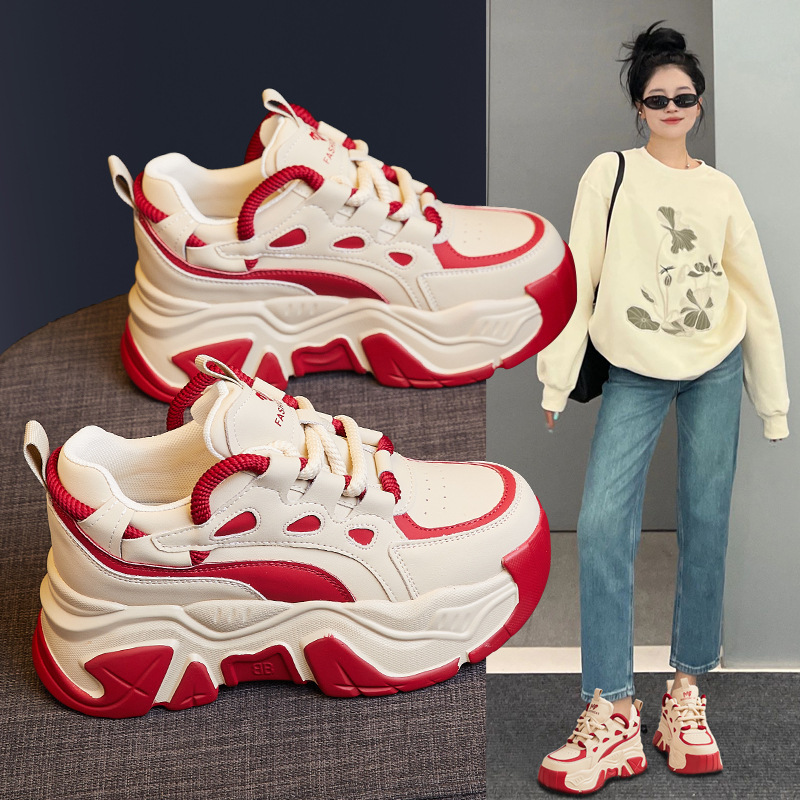 厚底 ボリュームソール配色デザイン厚底スニーカー