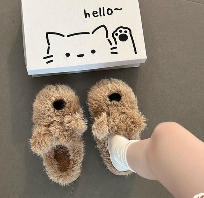 【ふわもこ癒し】動物デザイン厚底ルームシューズ（4cm・秋冬）